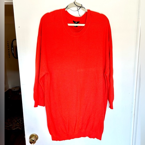 🍊 H&M Bright Orange Sweater Tunic - Size M - Picture 1 of 8
